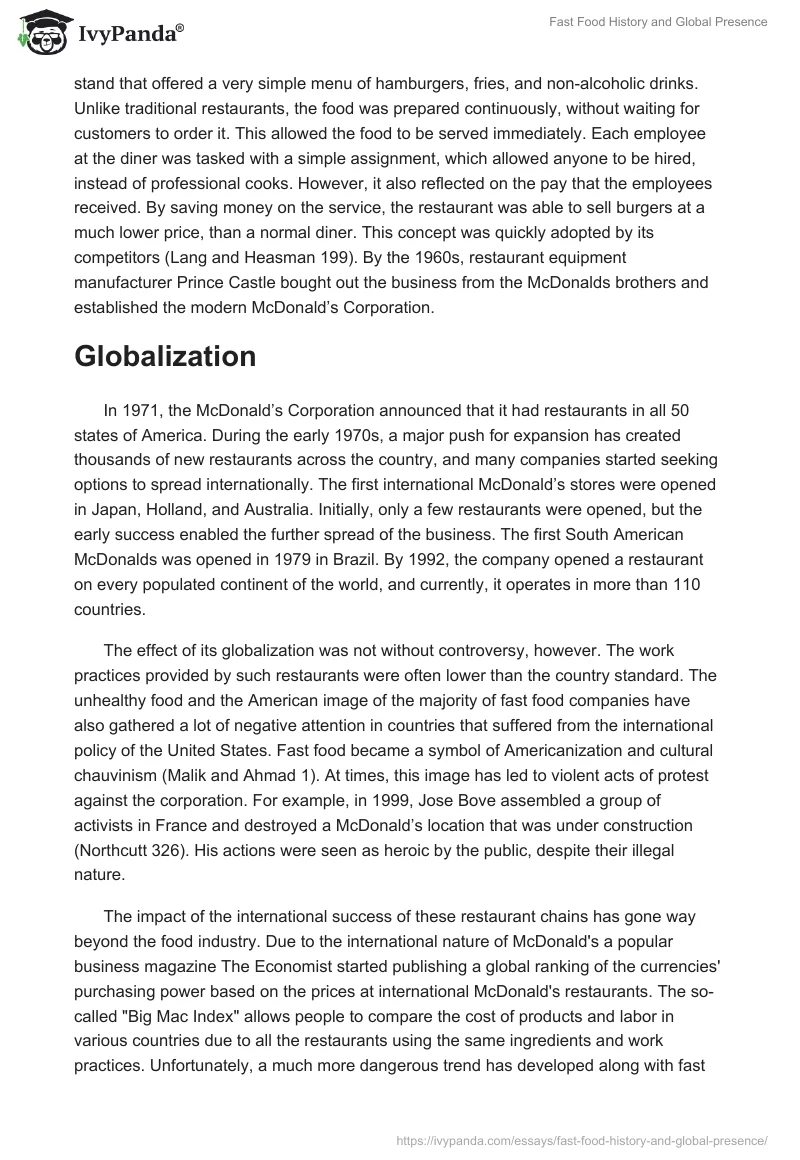 Fast Food History and Global Presence. Page 2