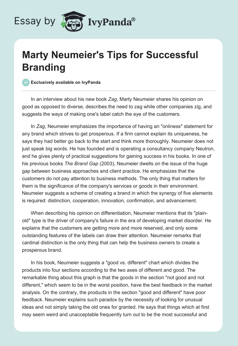 Marty Neumeier's Tips for Successful Branding. Page 1