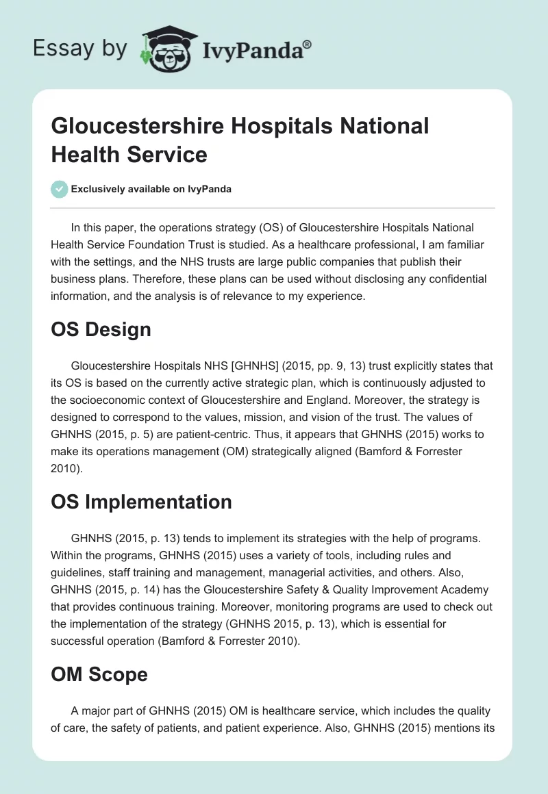 Gloucestershire Hospitals National Health Service. Page 1