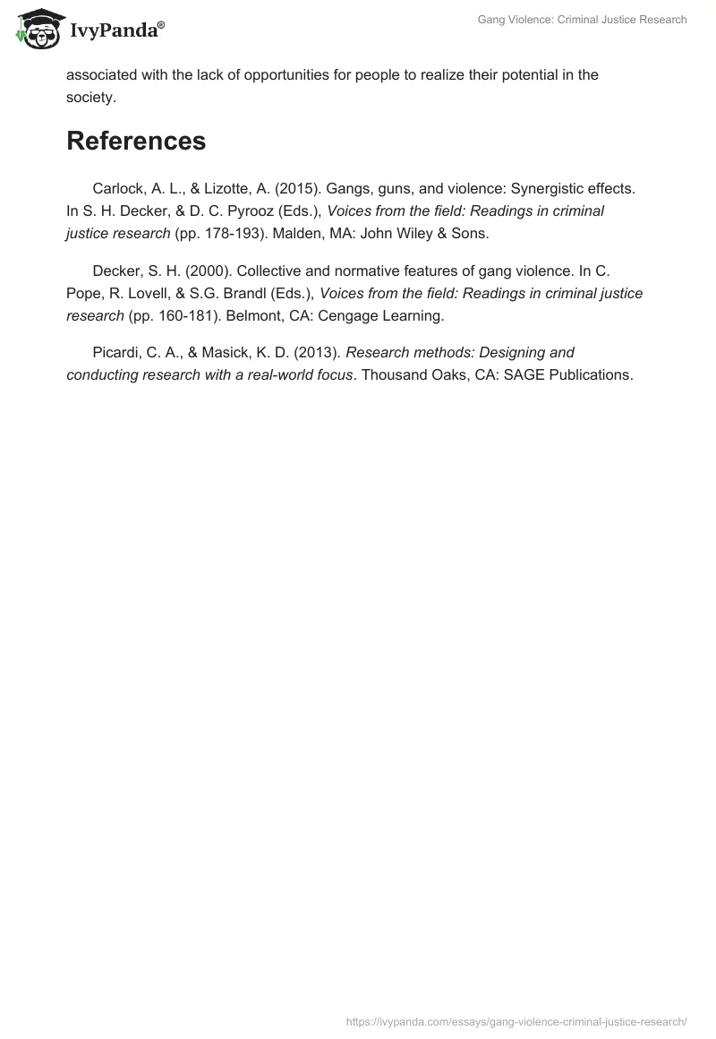 Gang Violence: Criminal Justice Research. Page 3