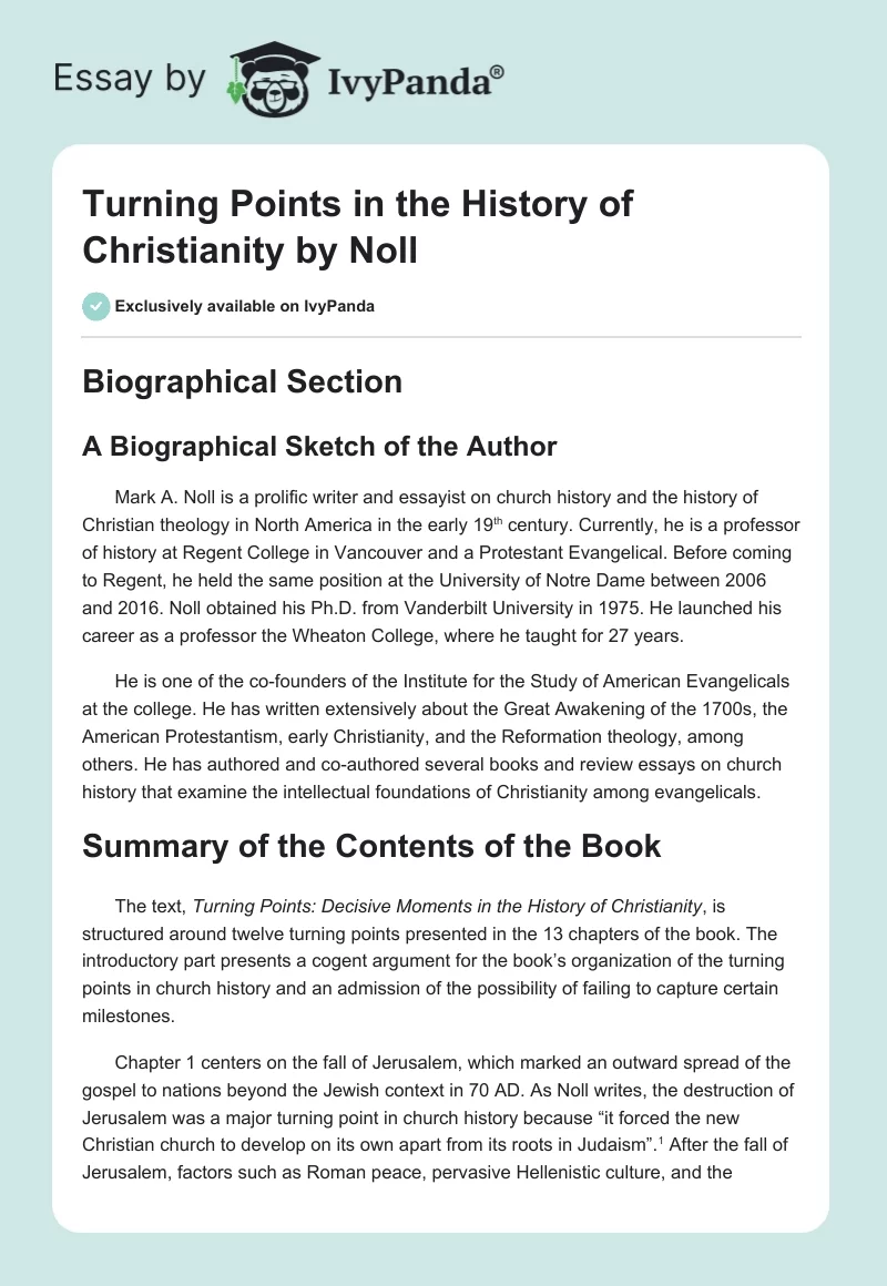 Turning Points in the History of Christianity by Noll. Page 1
