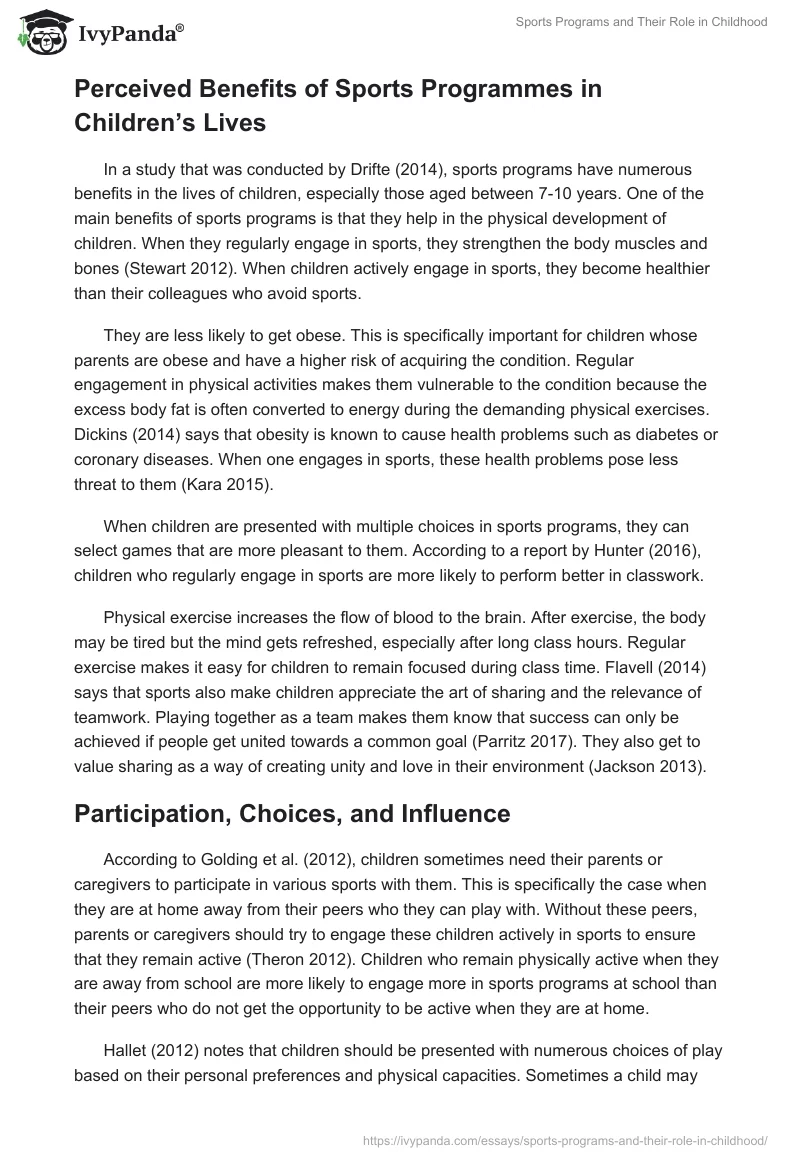 Sports Programs and Their Role in Childhood. Page 4