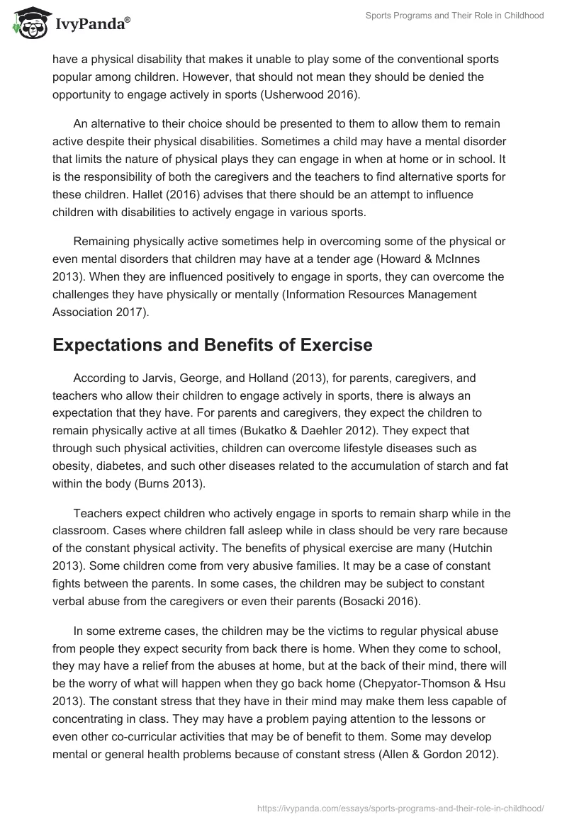 Sports Programs and Their Role in Childhood. Page 5