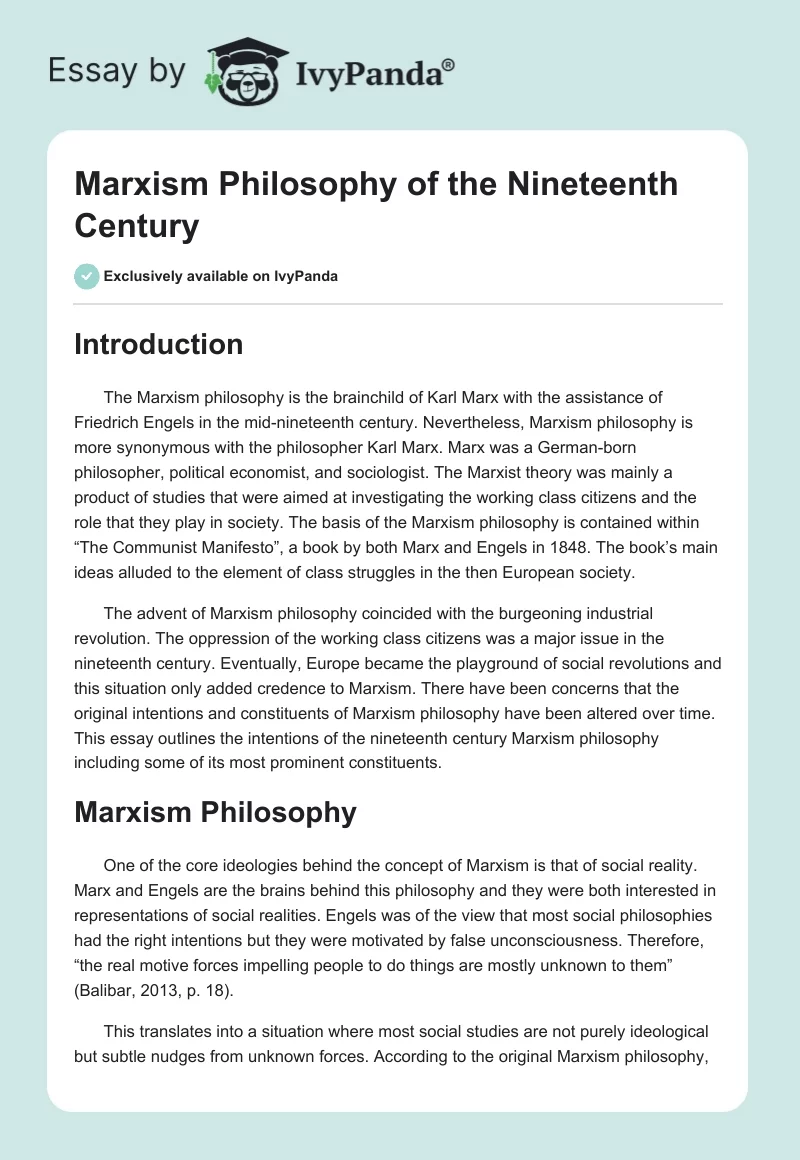 Marxism Philosophy of the Nineteenth Century. Page 1