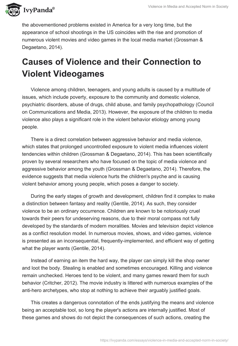 Violence in Media and Accepted Norm in Society. Page 5