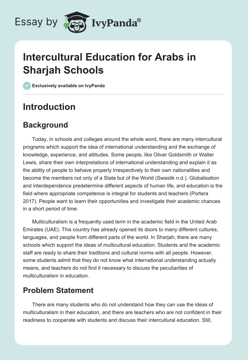 Intercultural Education for Arabs in Sharjah Schools. Page 1