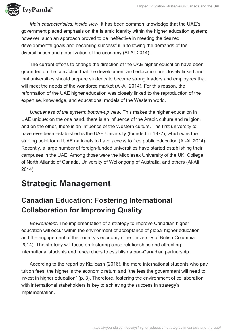 Higher Education Strategies in Canada and the UAE. Page 3