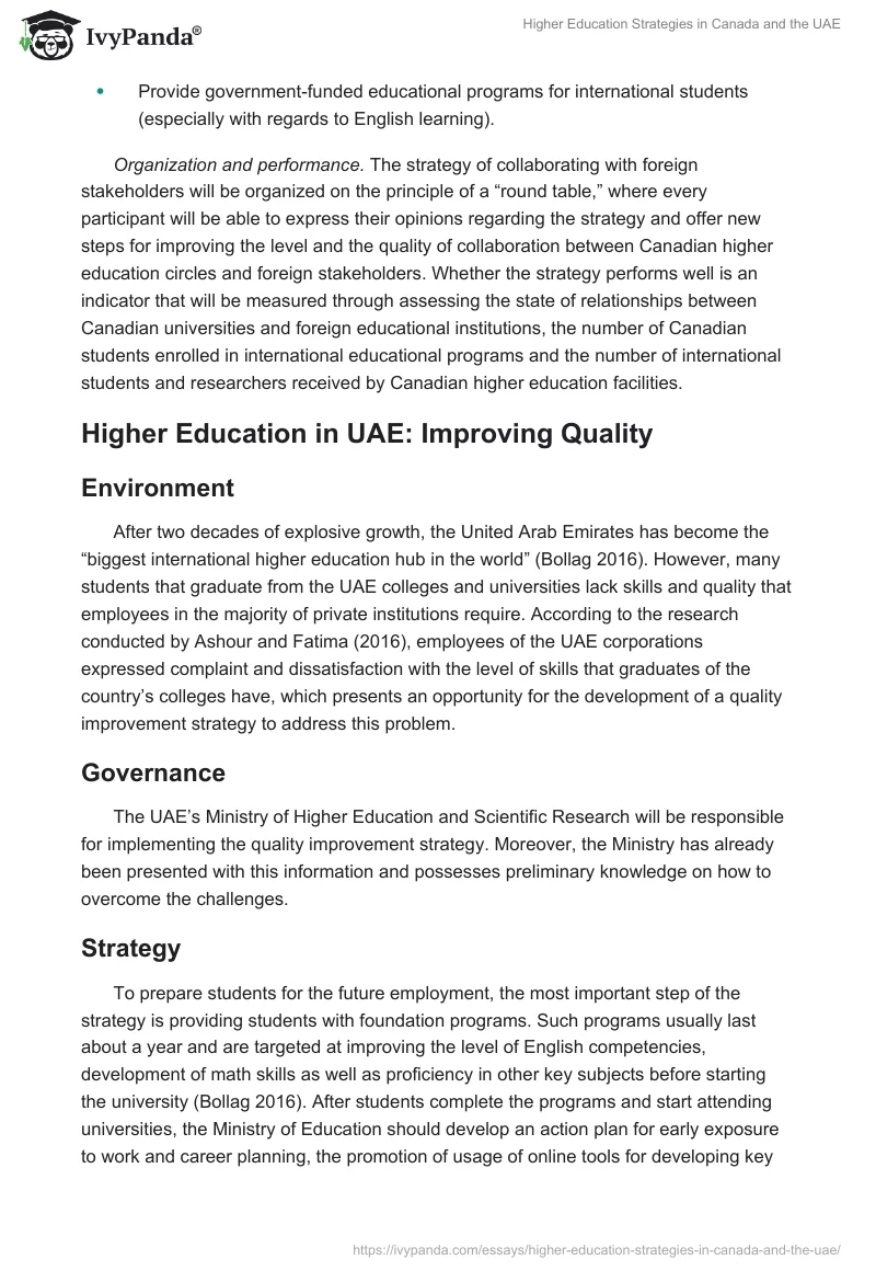 Higher Education Strategies in Canada and the UAE. Page 5