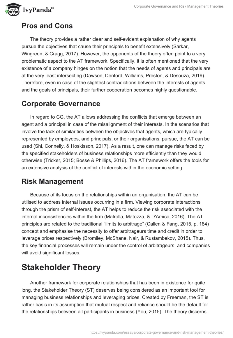 Corporate Governance and Risk Management Theories. Page 2