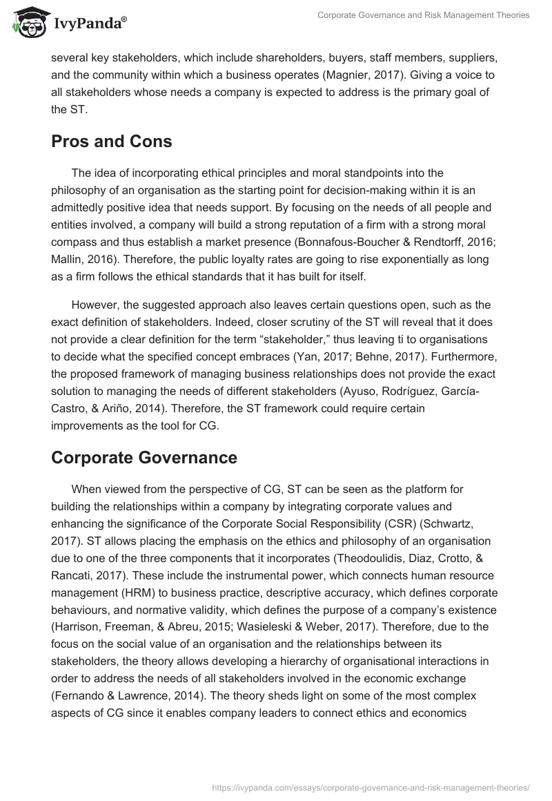 Corporate Governance and Risk Management Theories. Page 3