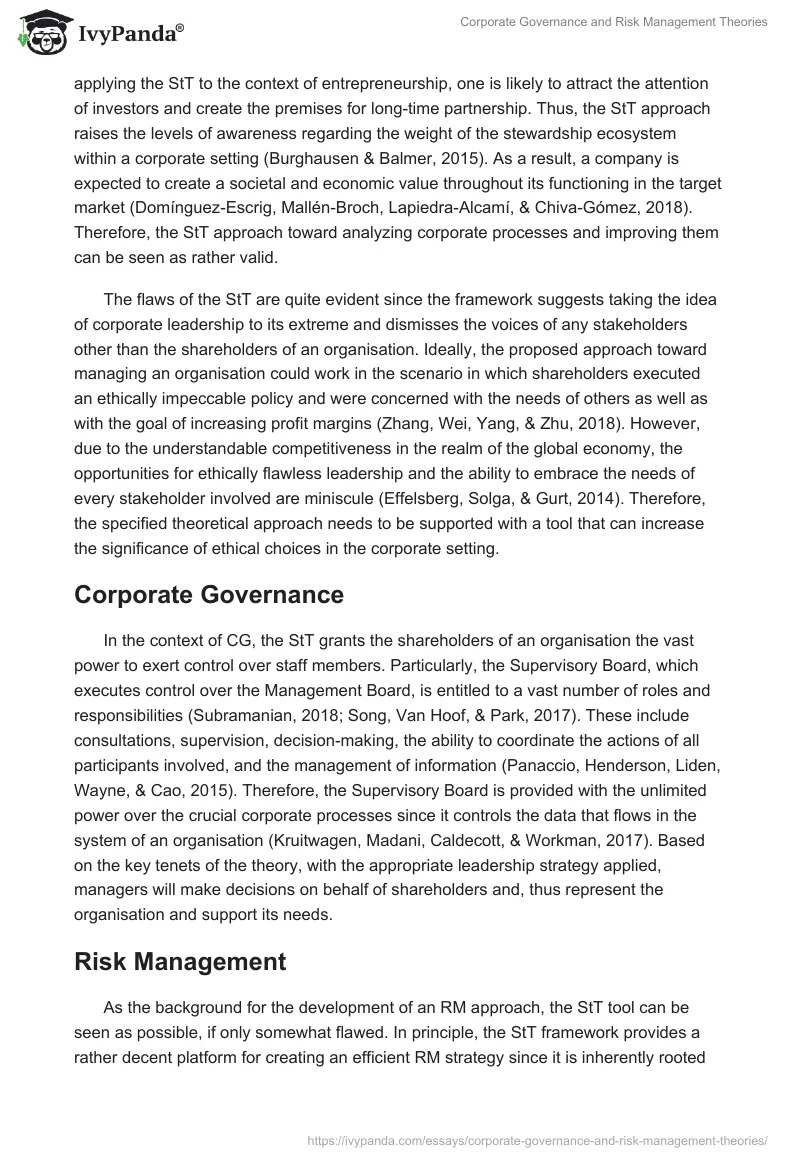 Corporate Governance and Risk Management Theories. Page 5