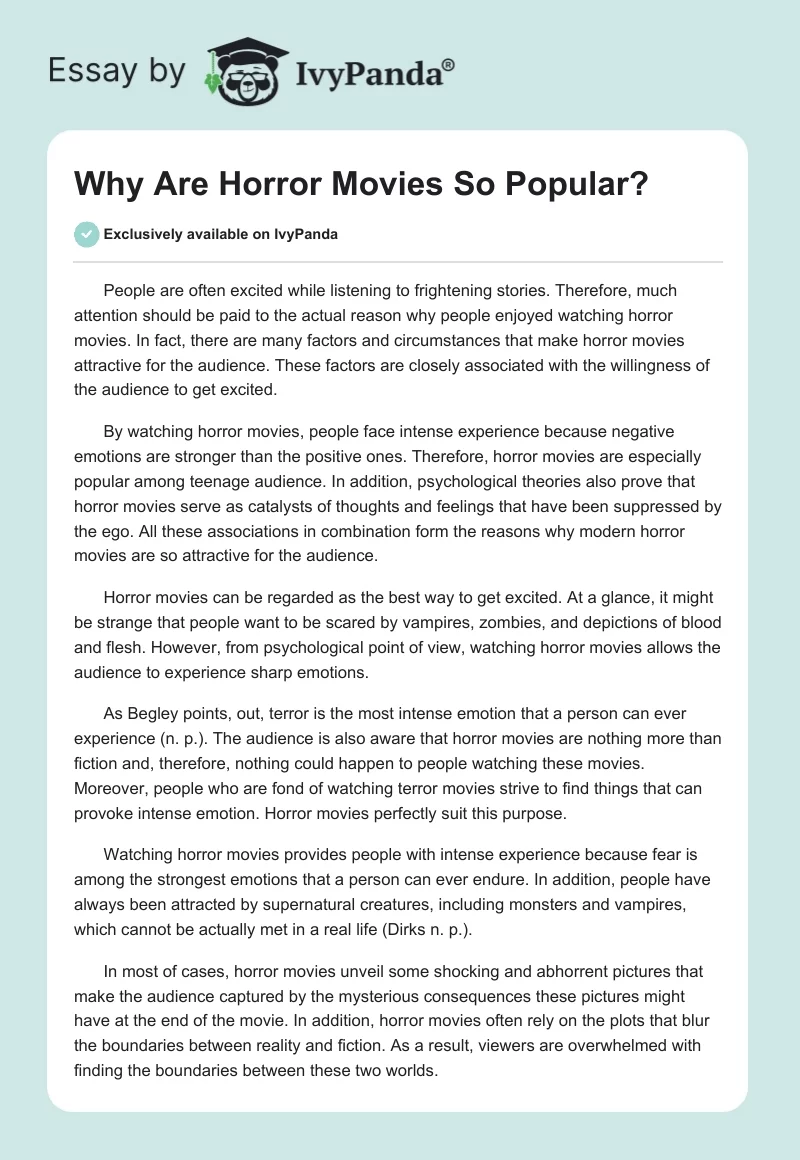 Why Are Horror Movies So Popular?. Page 1