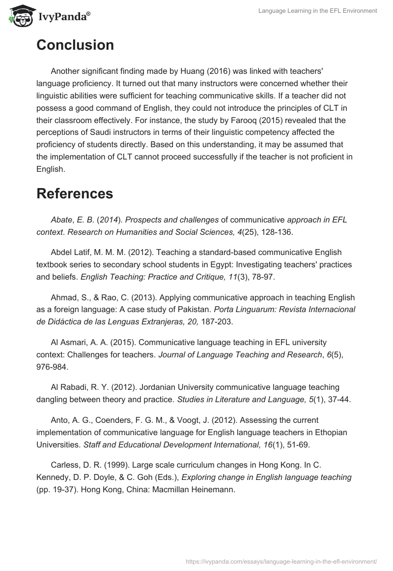 Language Learning in the EFL Environment. Page 3