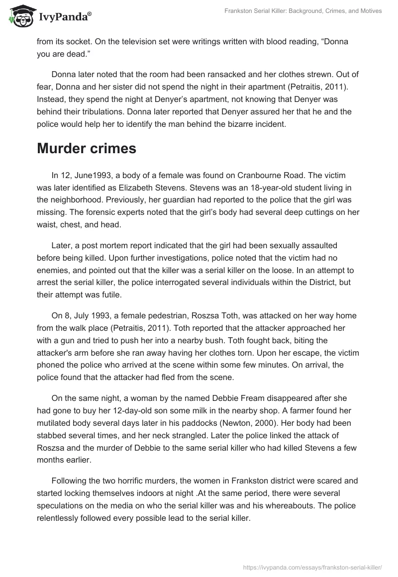 Frankston Serial Killer: Background, Crimes, and Motives. Page 3