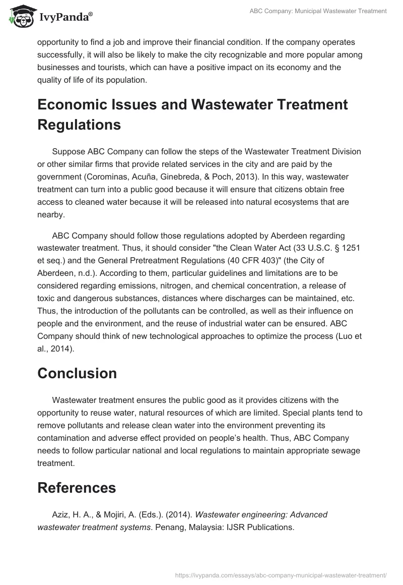 ABC Company: Municipal Wastewater Treatment. Page 3