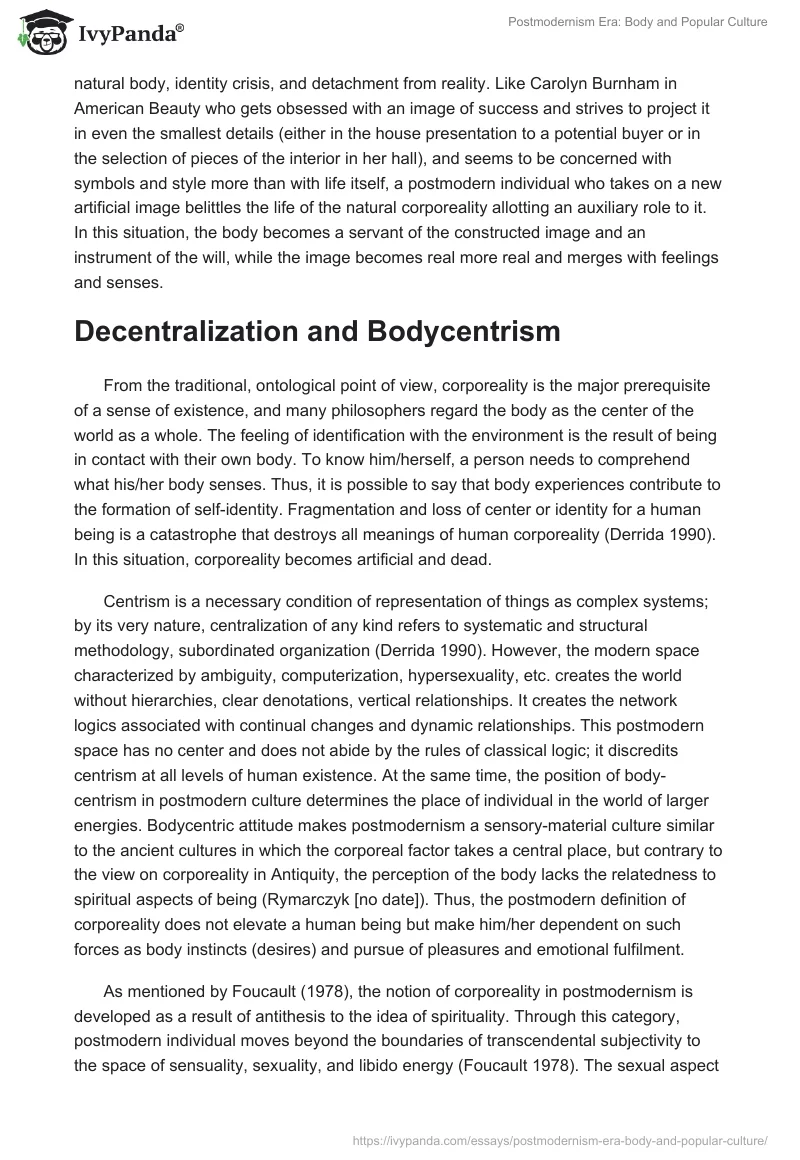 Postmodernism Era: Body and Popular Culture. Page 4