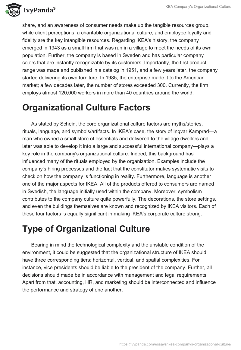 IKEA Company's Organizational Culture. Page 2