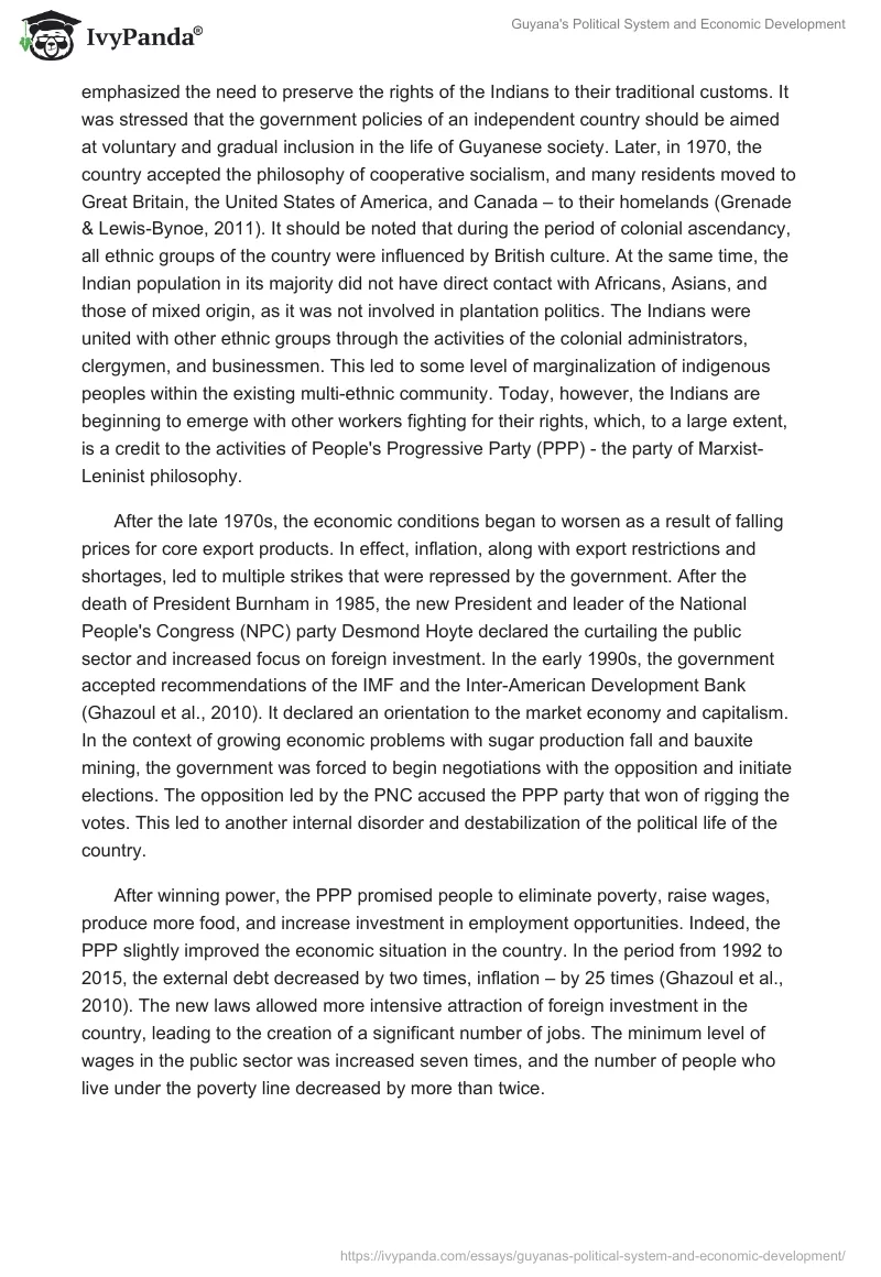 Guyana's Political System and Economic Development. Page 2
