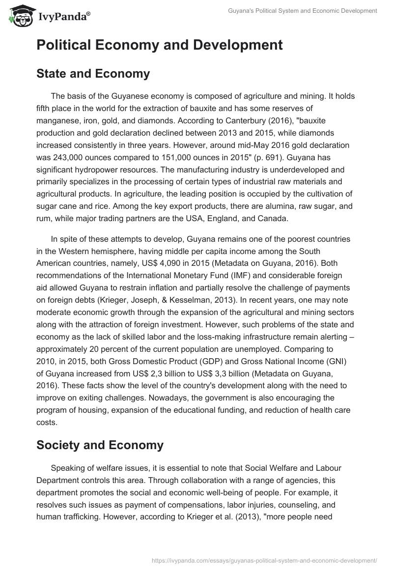 Guyana's Political System and Economic Development. Page 3