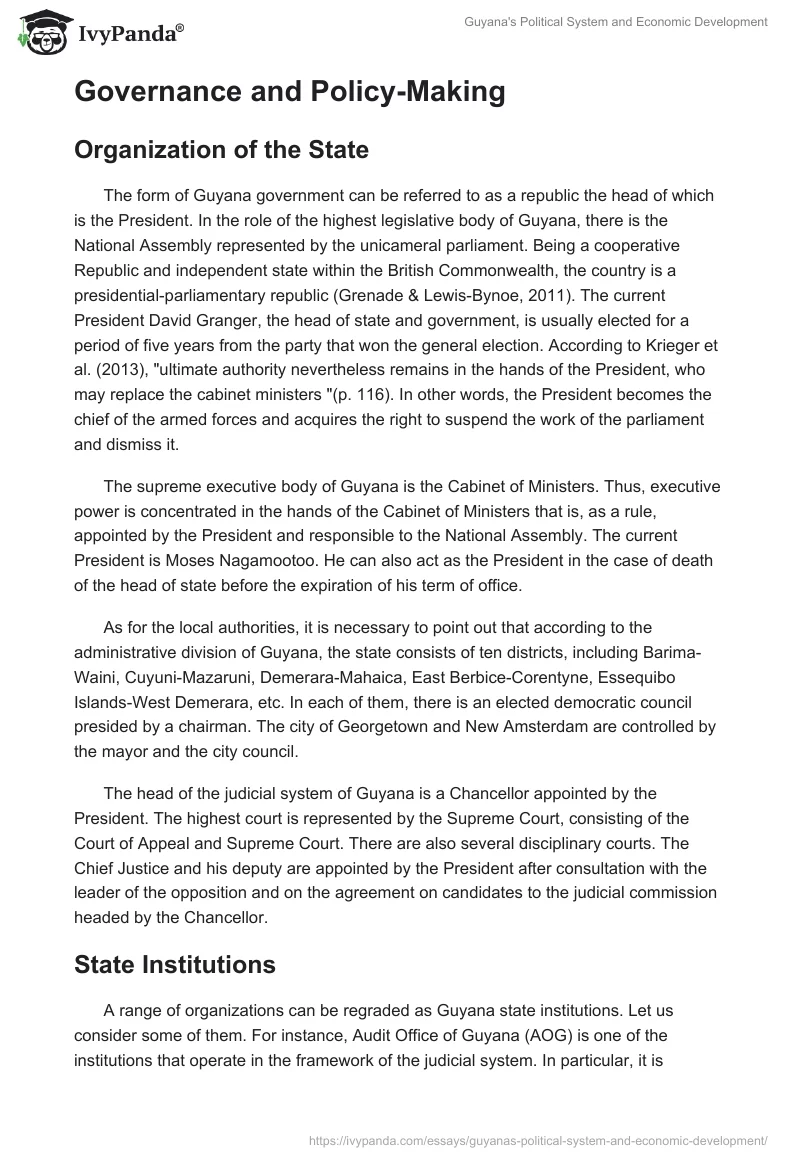 Guyana's Political System and Economic Development. Page 5