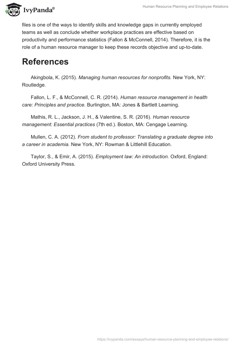 Human Resource Planning and Employee Relations. Page 5