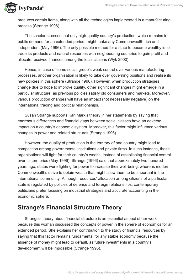 Strange’s Study of Power in International Political Economy. Page 3