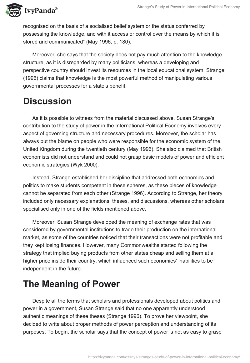 Strange’s Study of Power in International Political Economy. Page 5
