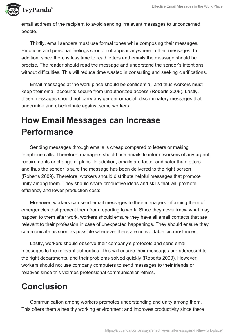 Effective Email Messages in the Work Place. Page 2