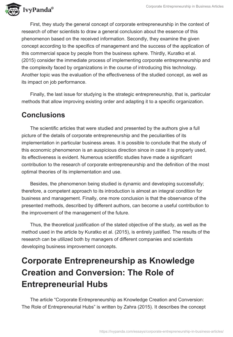 Corporate Entrepreneurship in Business Articles. Page 2