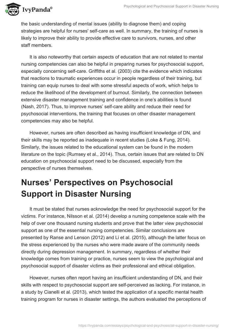 Psychological and Psychosocial Support in Disaster Nursing. Page 3