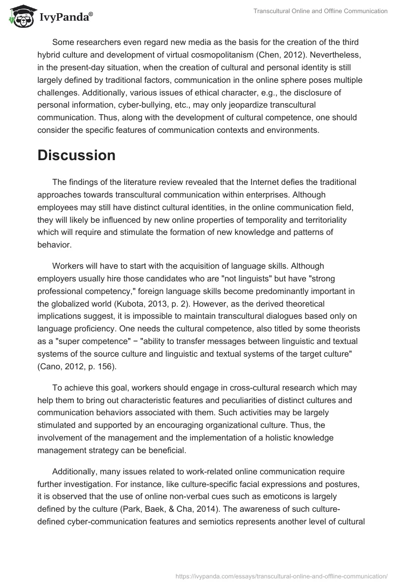 Transcultural Online and Offline Communication. Page 3