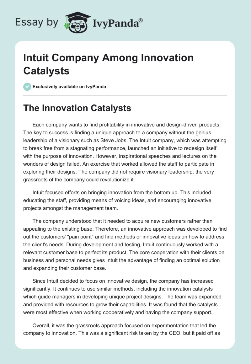 Intuit Company Among Innovation Catalysts. Page 1