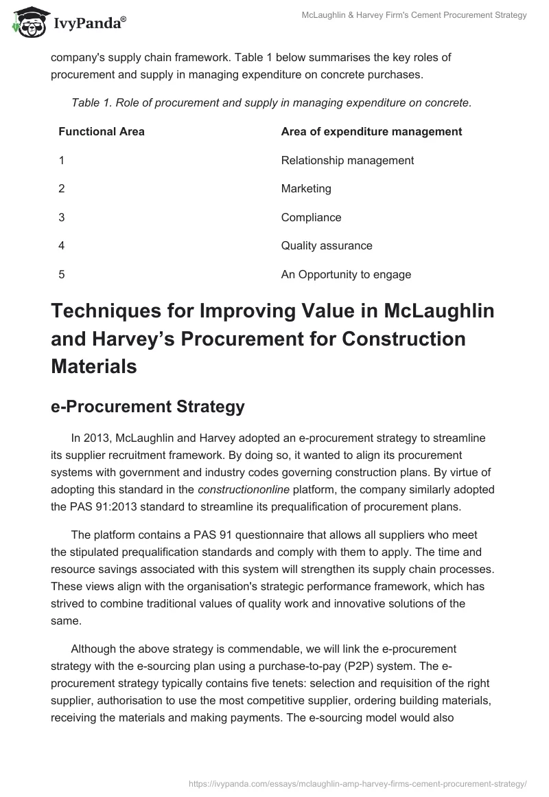 McLaughlin & Harvey Firm's Cement Procurement Strategy. Page 5