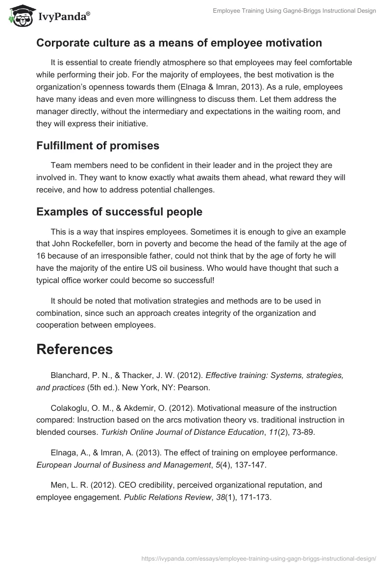 Employee Training Using Gagné-Briggs Instructional Design. Page 5
