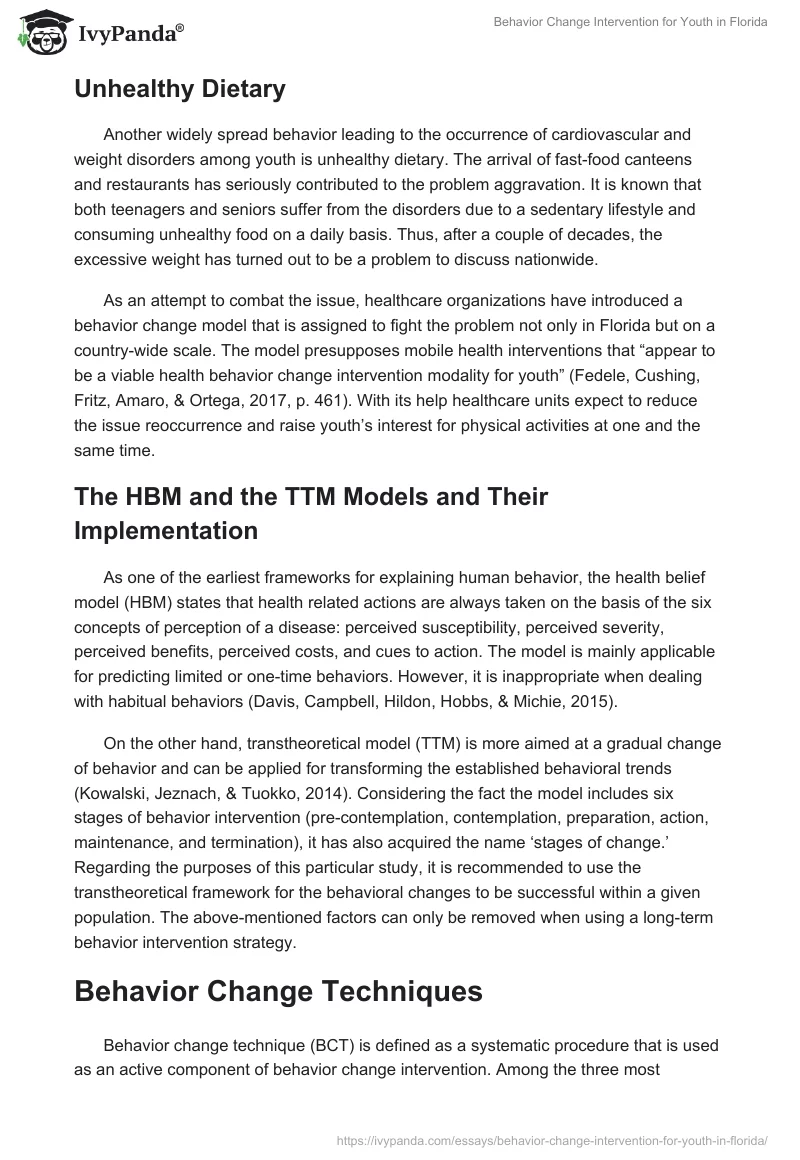 Behavior Change Intervention for Youth in Florida. Page 3