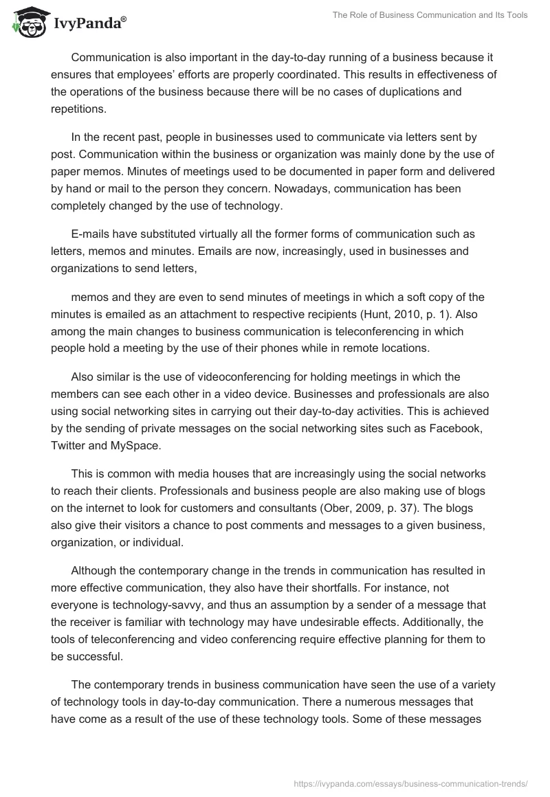 The Role of Business Communication and Its Tools. Page 2