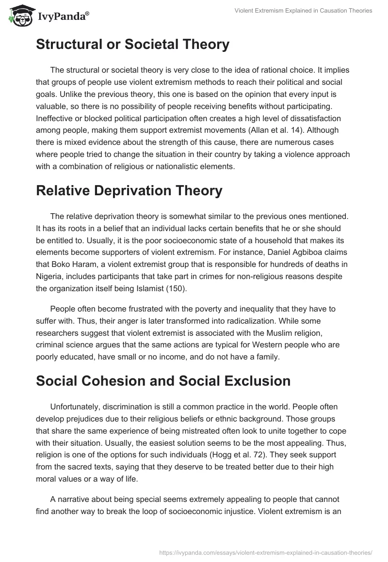Violent Extremism Explained in Causation Theories. Page 2