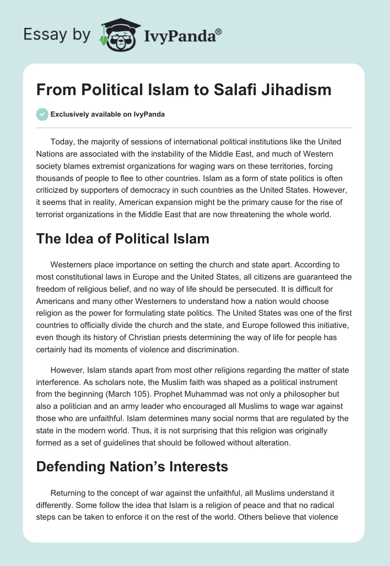 From Political Islam to Salafi Jihadism. Page 1