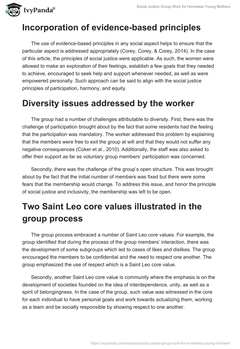 Social Justice Group Work for Homeless Young Mothers. Page 3