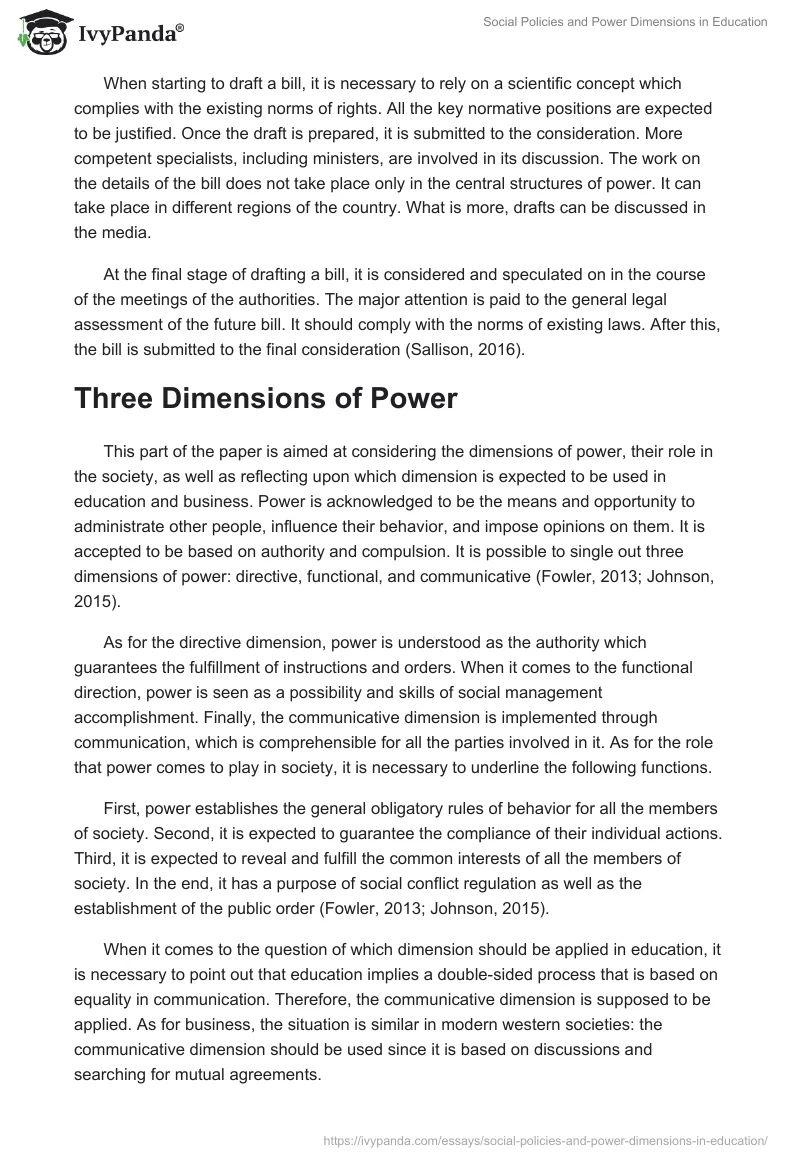 Social Policies and Power Dimensions in Education. Page 3
