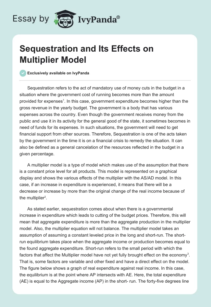 Sequestration and Its Effects on Multiplier Model. Page 1