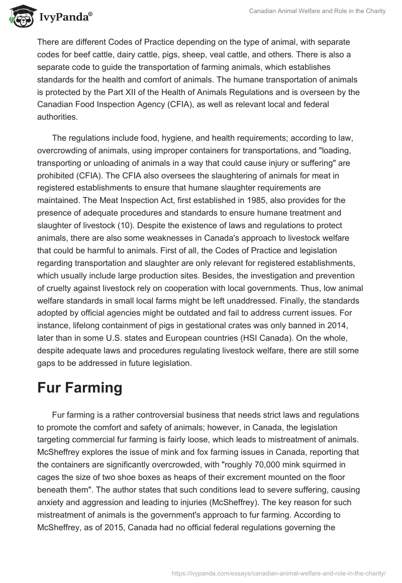 Canadian Animal Welfare and Role in the Charity. Page 3