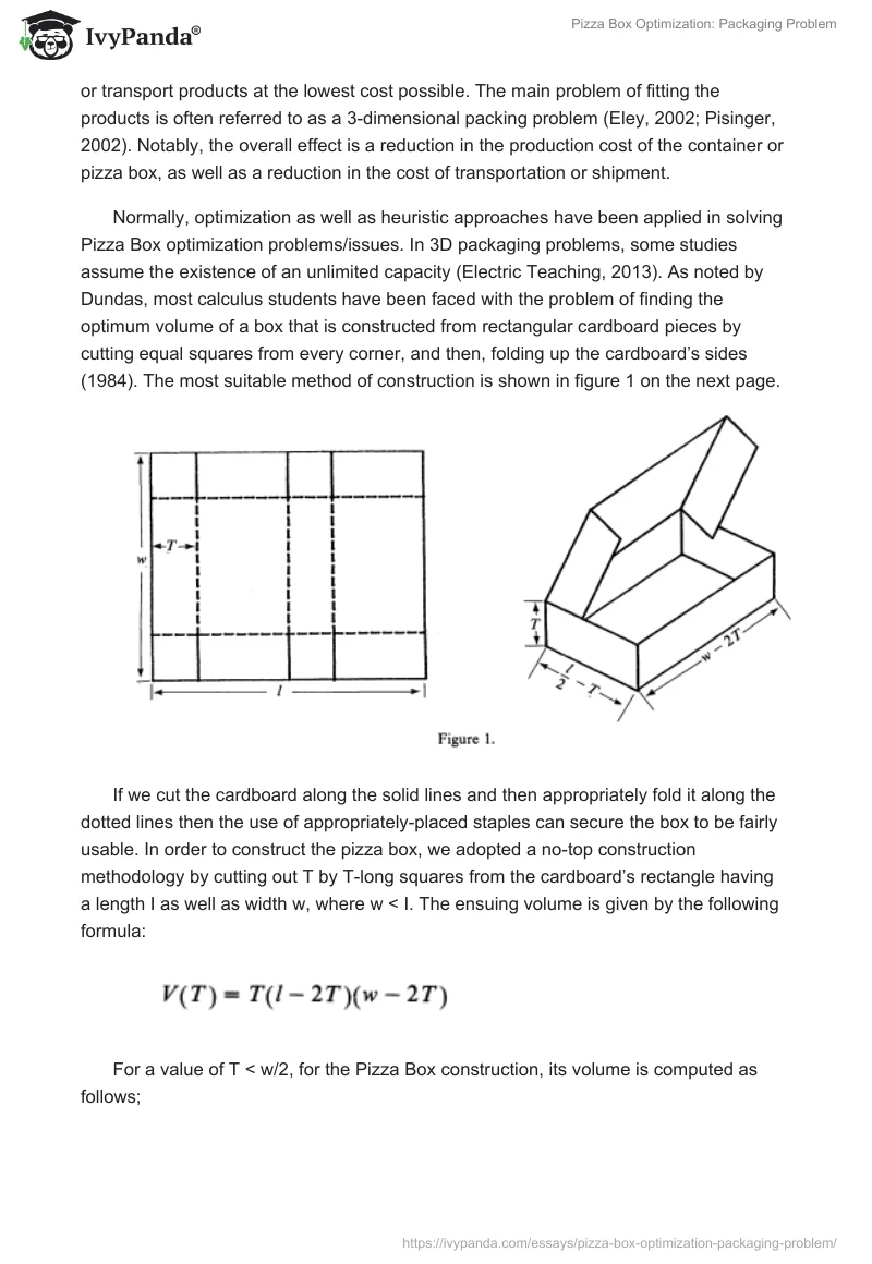 Pizza Box Optimization: Packaging Problem. Page 2