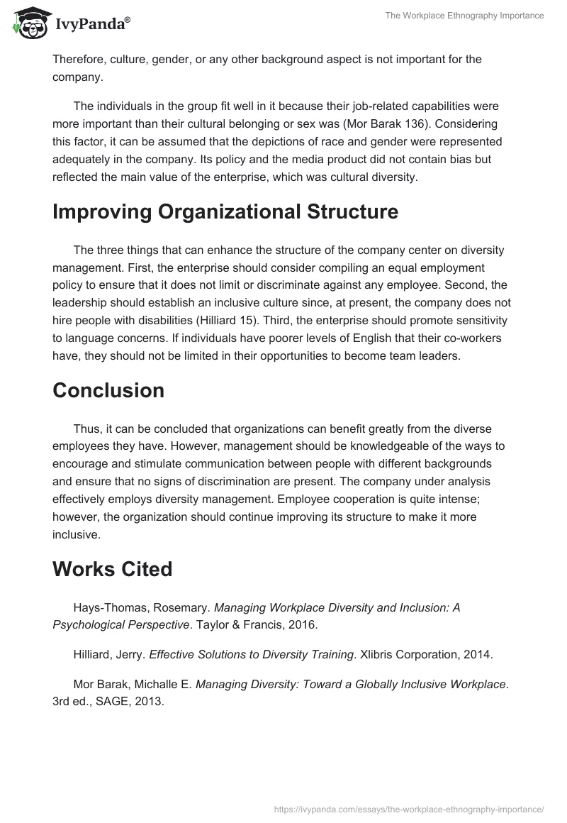 The Workplace Ethnography Importance. Page 3