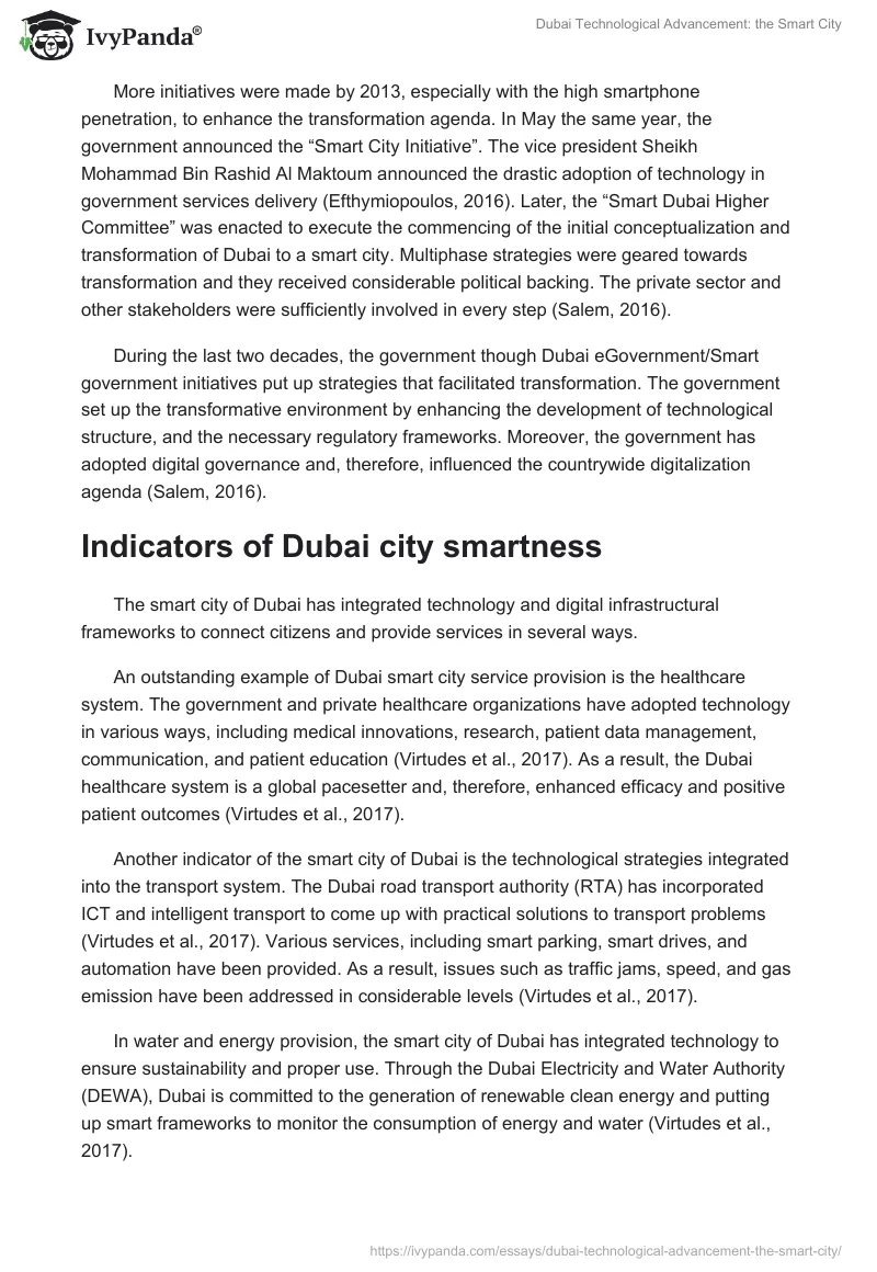 Dubai Technological Advancement: the Smart City. Page 3
