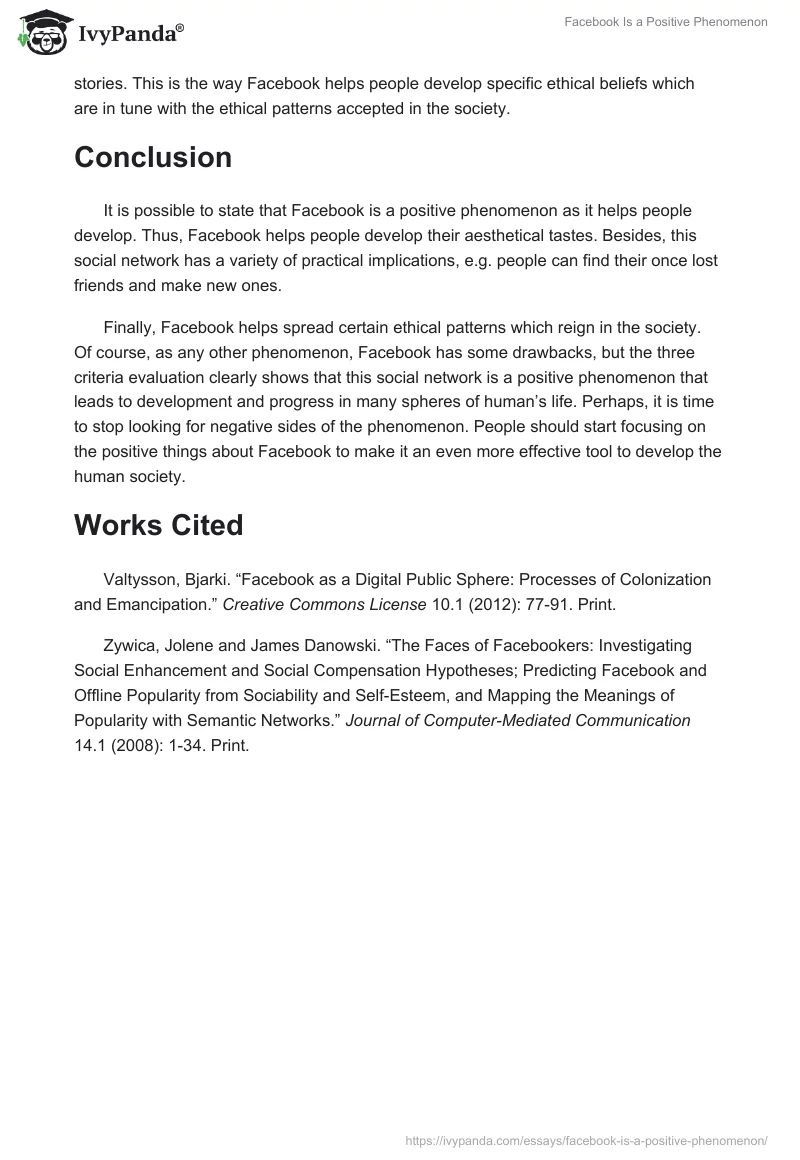 Facebook Is a Positive Phenomenon. Page 3