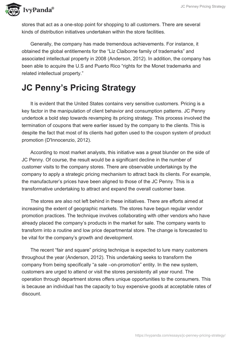 JC Penney Pricing Strategy. Page 2