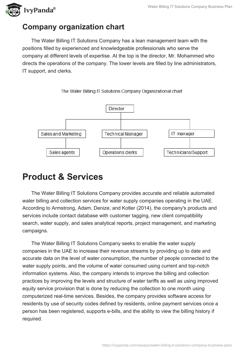 Water Billing IT Solutions Company Business Plan. Page 3