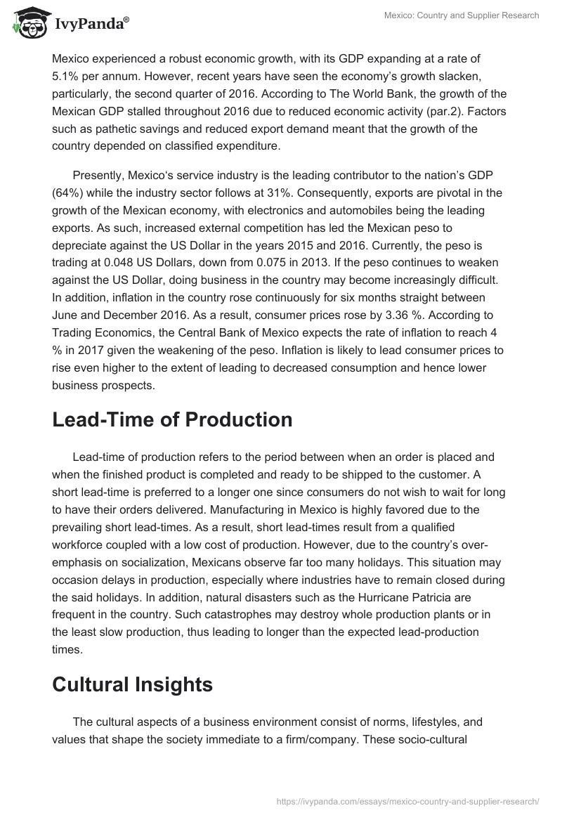 Mexico: Country and Supplier Research. Page 3