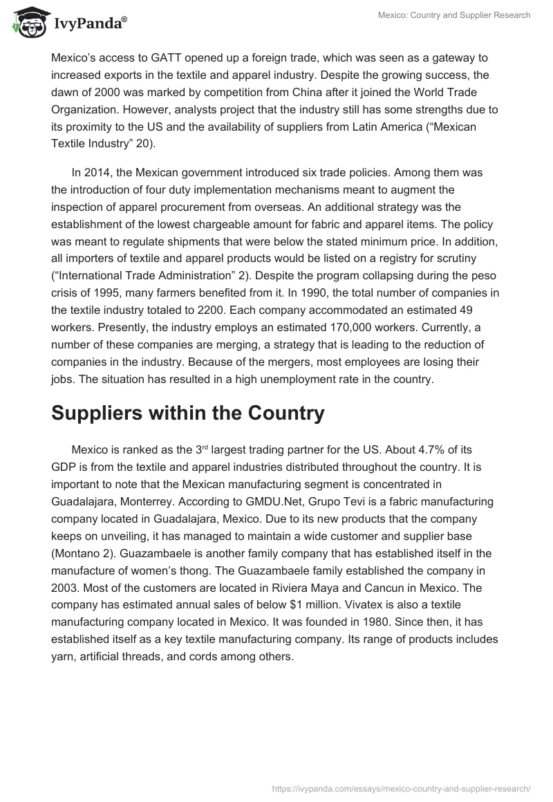 Mexico: Country and Supplier Research. Page 5